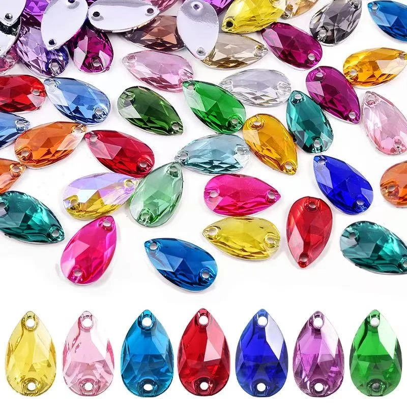 Teardrop Resin Sew-on Rhinestones