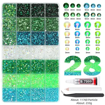 Assortment 28 · Green multi-size palette